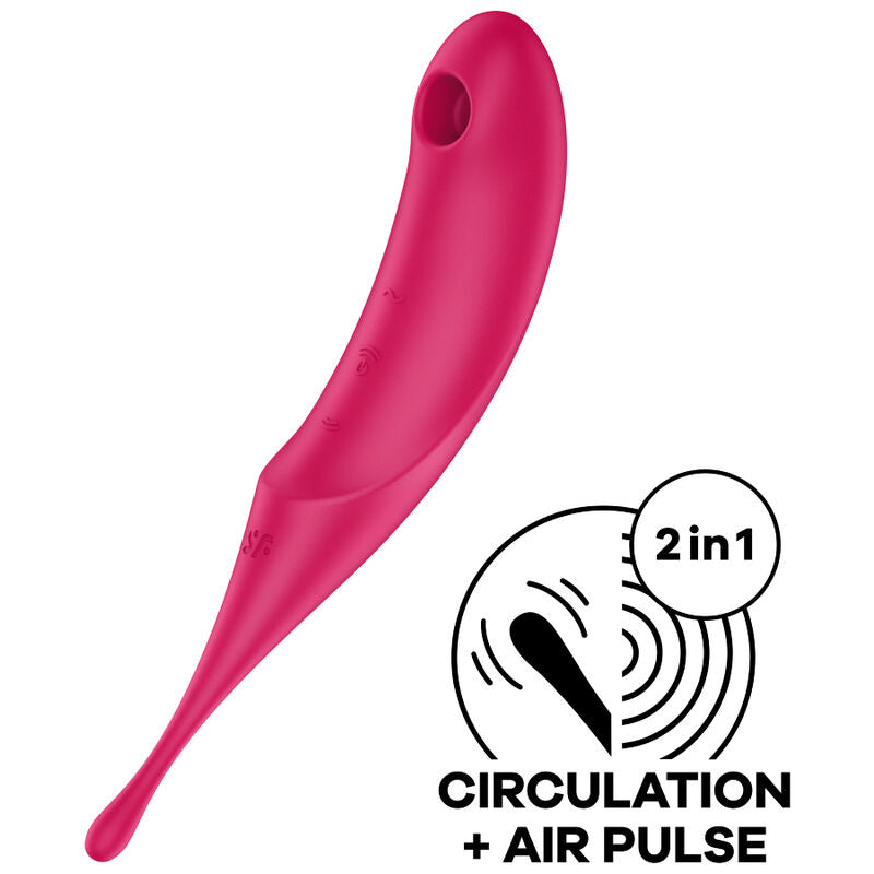 SATISFYER - ESTIMULADOR E VIBRADOR DE PULSO TWIRLING PRO AIR VERMELHO - Sexshoptuga  Sexshoptuga 