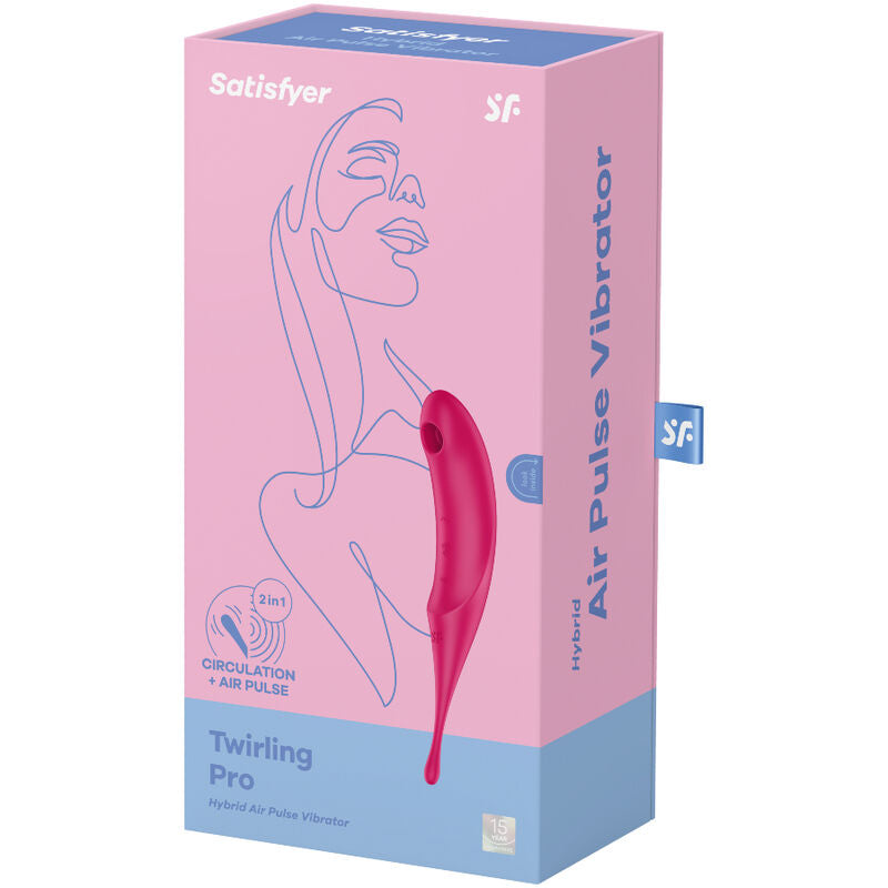 SATISFYER - ESTIMULADOR E VIBRADOR DE PULSO TWIRLING PRO AIR VERMELHO - Sexshoptuga  Sexshoptuga 