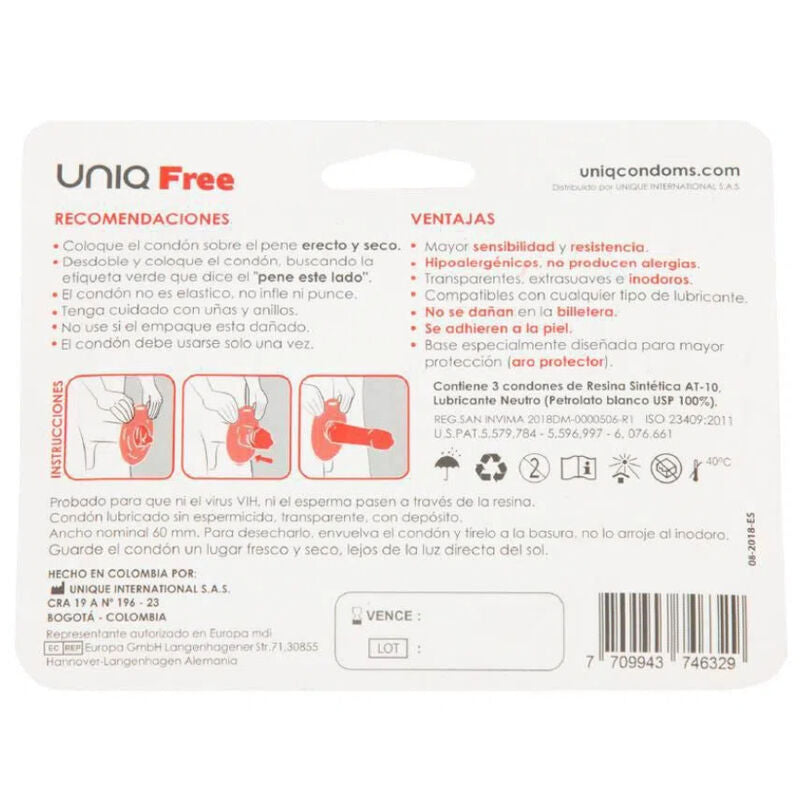 UNIQ - PRESERVATIVOS SEM LÁTEX COM ANEL PROTETOR 3 UNIDADES - Sexshoptuga  Sexshoptuga 