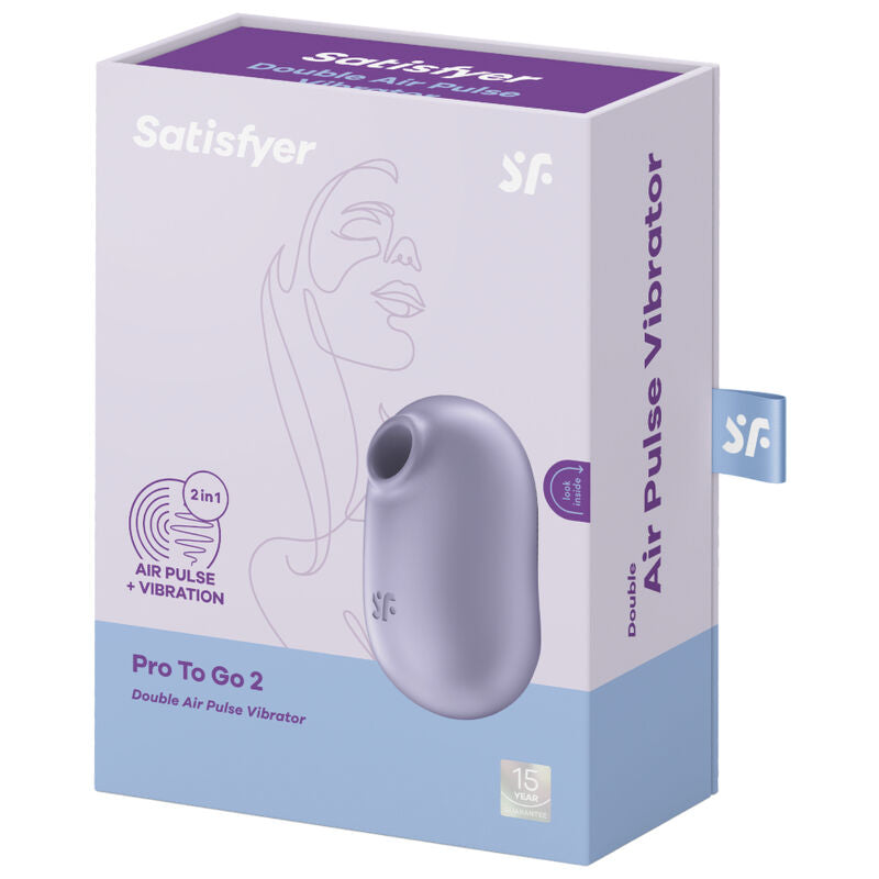 SATISFYER - PRO TO GO 2 ESTIMULADOR E VIBRADOR DE PULSO DE AR DUPLO VIOLETA - Sexshoptuga  Sexshoptuga 