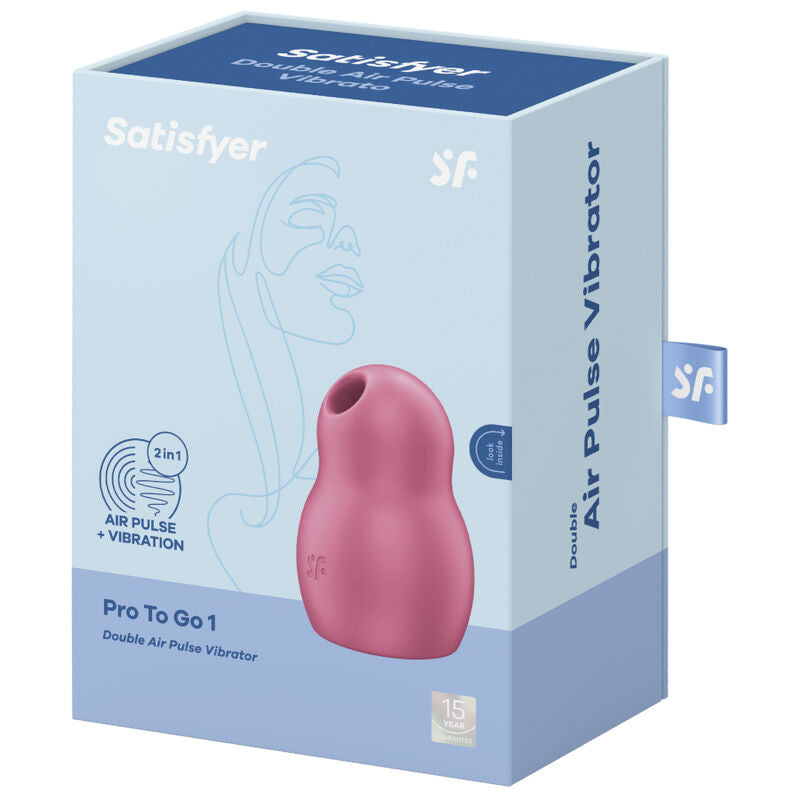 SATISFYER - PRO TO GO 1 ESTIMULADOR E VIBRADOR DE PULSO DE AR DUPLO VERMELHO - Sexshoptuga  Sexshoptuga 