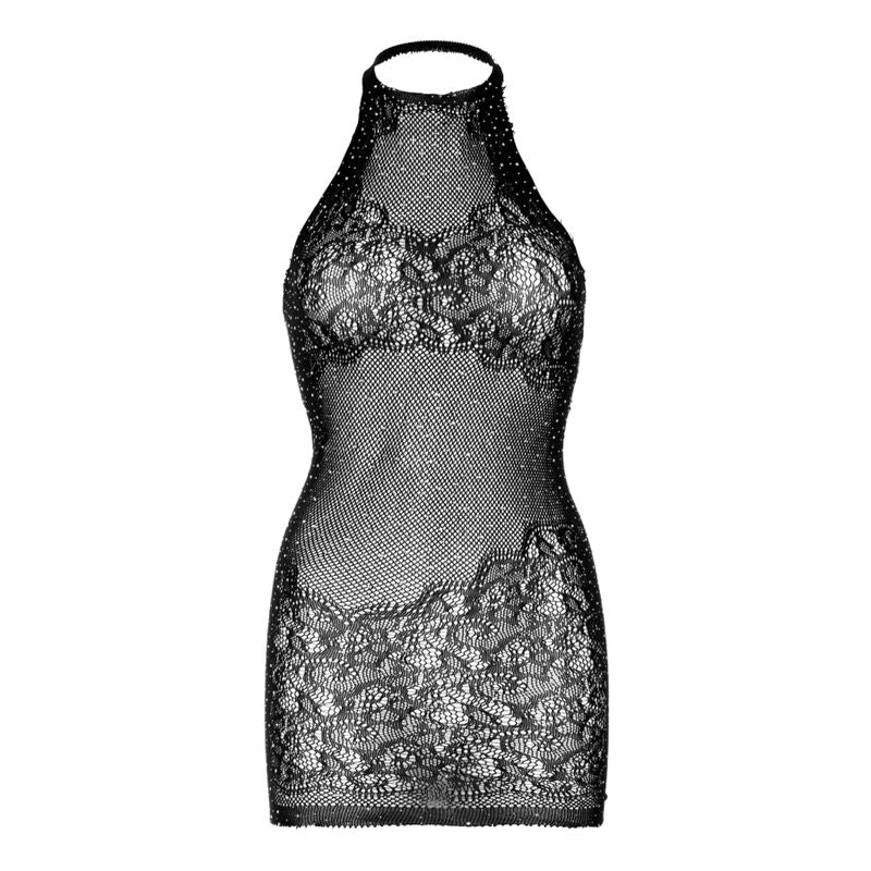 LEG AVENUE - MINI VESTIDO RHINESTONE HALTER TAMANHO ÚNICO - PRETO - Sexshoptuga  Sexshoptuga 