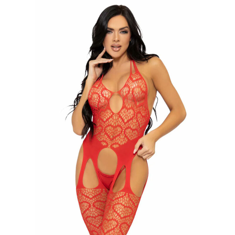 LEG AVENUE - BODYSTOCKING DE RED CON TIRANTES TALLA ÚNICA - NEGRO - Sexshoptuga  Sexshoptuga 