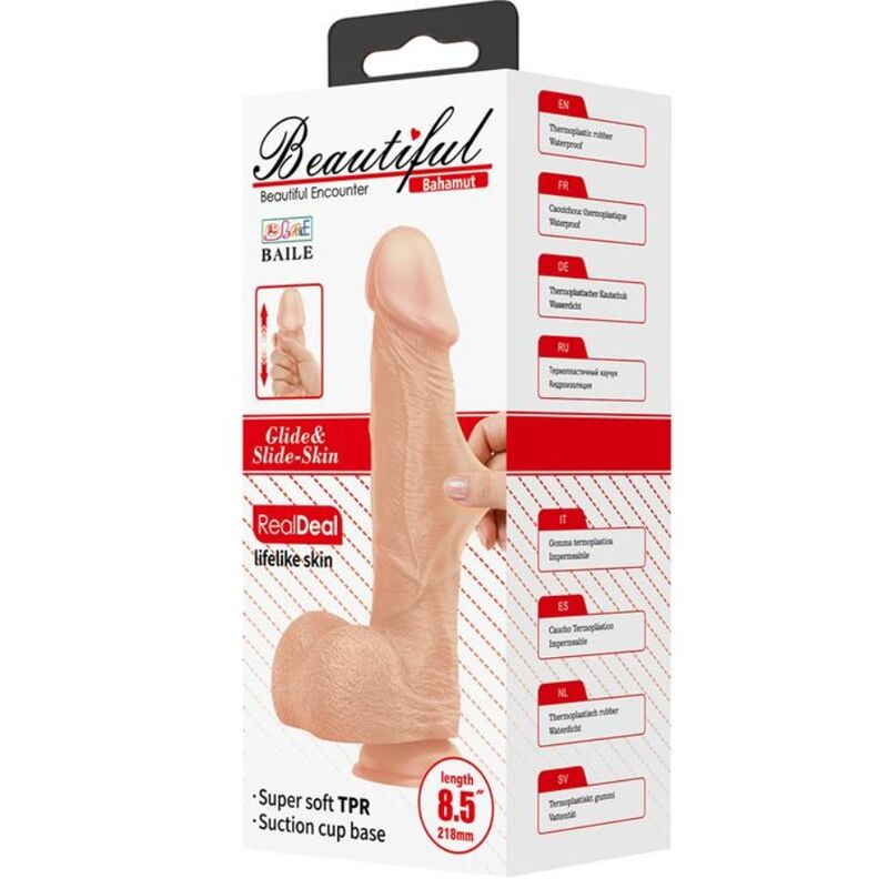 BAILE - BELO ENCONTRO BAHAMUT DILDO REALÍSTICO FLEXÍVEL 21.8 CM NATURAL - Sexshoptuga  Sexshoptuga 