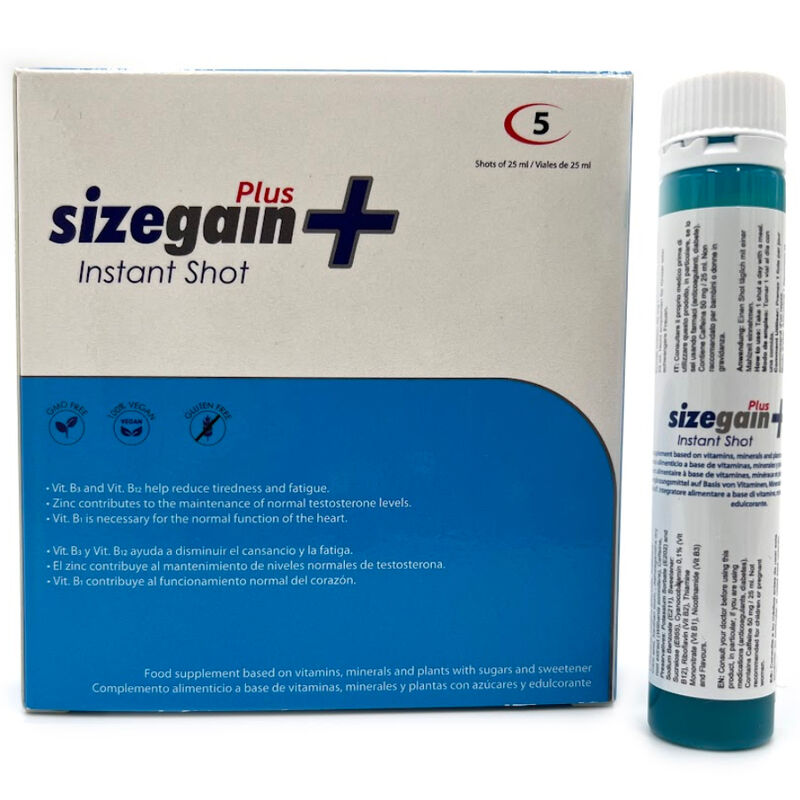 500 COSMETICS - SIZEGAIN PLUS INSTANT SHOT MALE ENERGIZER 5 UNITS - Sexshoptuga 