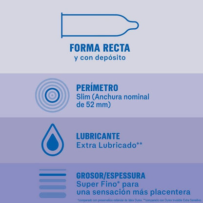 DUREX - INVISÍVEL EXTRA LUBRIFICADO 12 UNIDADES - Sexshoptuga 