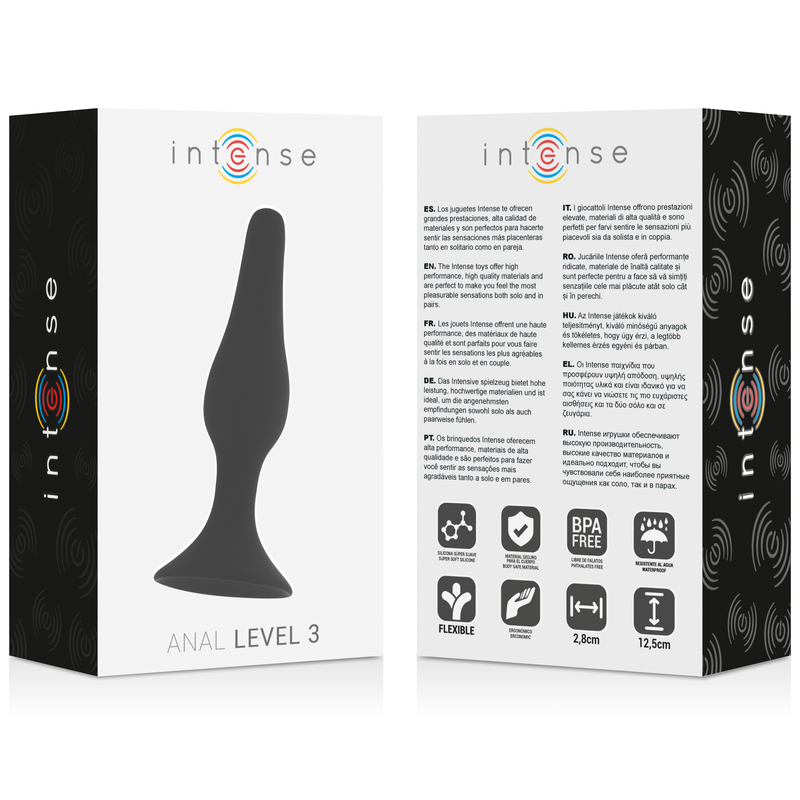 INTENSE - ANAL NÍVEL 3 12,5CM PRETO - Sexshoptuga 