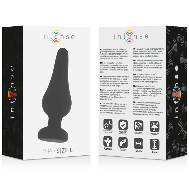 INTENSE - PLUG ANAL PIPO L SILICONE PRETO 13 CM - Sexshoptuga  Sexshoptuga 