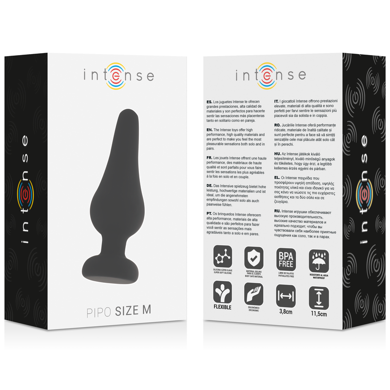 INTENSE - PLUG ANAL PIPO M SILICONE PRETO 11 CM - Sexshoptuga  Sexshoptuga 