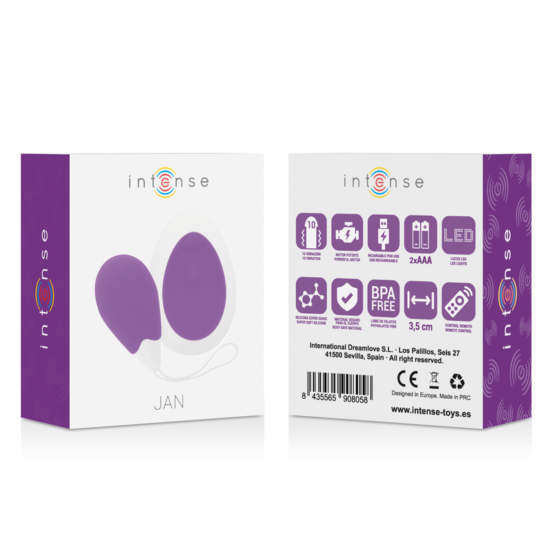 INTENSE - OVO VIBRANTE DE CONTROLE REMOTO JAN LILAC - Sexshoptuga  Sexshoptuga 