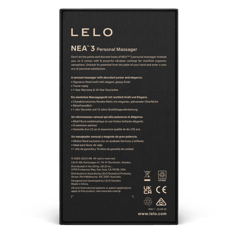 LELO - NEA 3 MASSAGEIRO PESSOAL PRETO - Sexshoptuga 