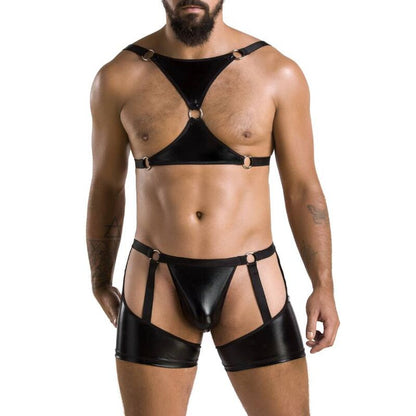 PASSION - 047 CONJUNTO ARON PRETO S/M - Sexshoptuga 