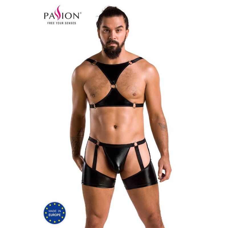 PASSION - 047 CONJUNTO ARON PRETO S/M - Sexshoptuga 