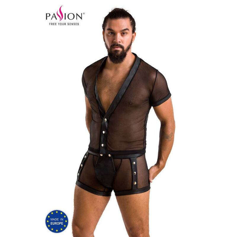 PASSION - 052 CONJUNTO MICHAEL PRETO S/M - Sexshoptuga 