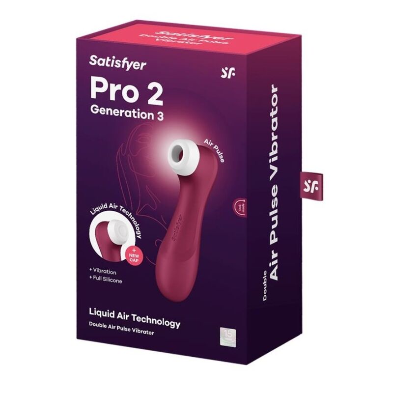 SATISFYER - PRO 2 GERAO 3 TECNOLOGIA DE AR LÍQUIDO VINHO TINTO - Sexshoptuga  Sexshoptuga 