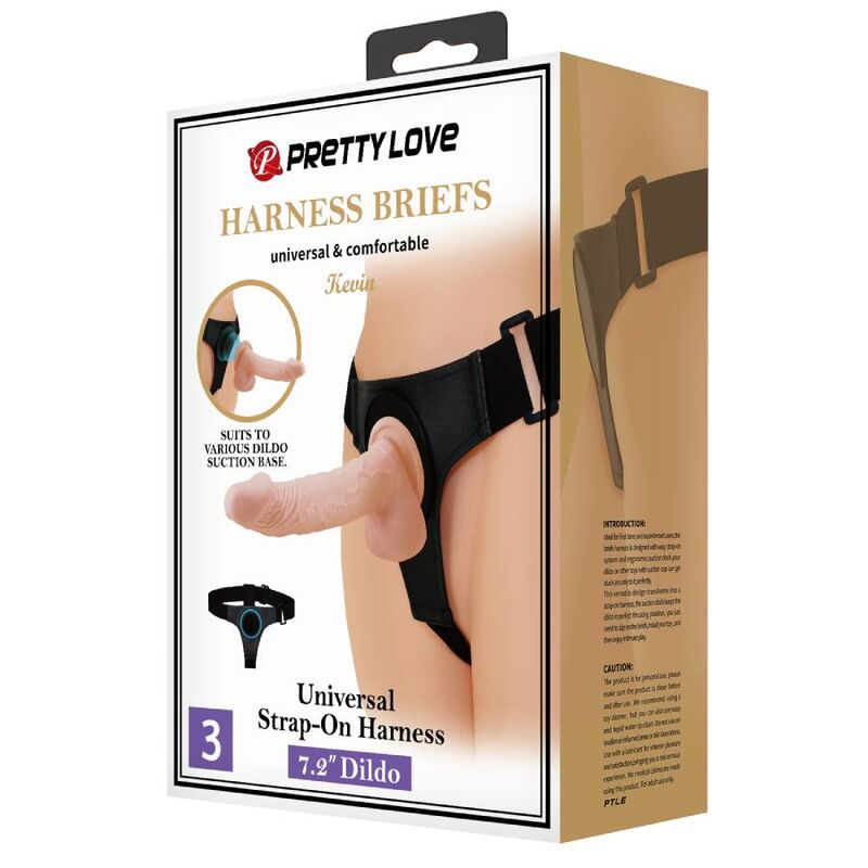 PRETTY LOVE - ARNESS BRIEFS ARNÊS UNIVERSAL COM DILDO KEVIN 19 CM NATURAL - Sexshoptuga  Sexshoptuga 