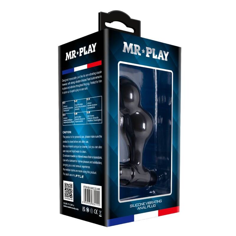 MR PLAY - PLUG ANAL VIBRADOR DE SILICONE PRETO - Sexshoptuga  Sexshoptuga 