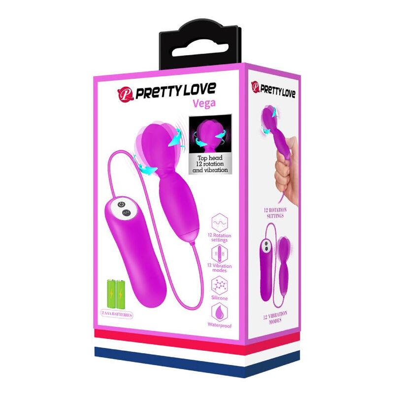 PRETTY LOVE - MASSAGER DE ROTAO E VIBRAO VEGA 12 FUNÕES FÚCSIA - Sexshoptuga  Sexshoptuga 