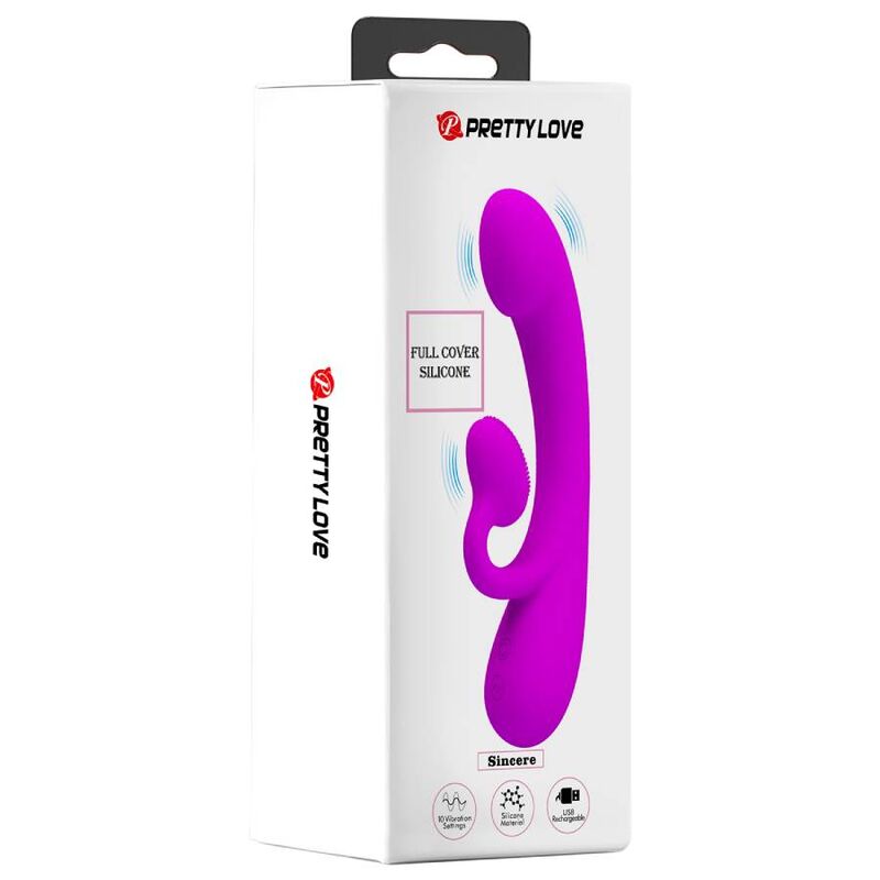 PRETTY LOVE - VIBRADOR SINCERO E OTADOR DE CLITÓRIS SILICONE ROXO - Sexshoptuga 