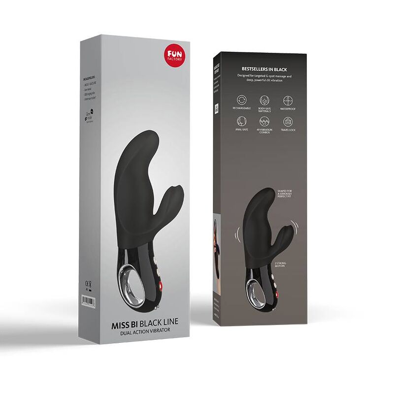 FUN FACTORY - VIBRADOR MISS BI RABBIT LINHA PRETA - Sexshoptuga  Sexshoptuga 