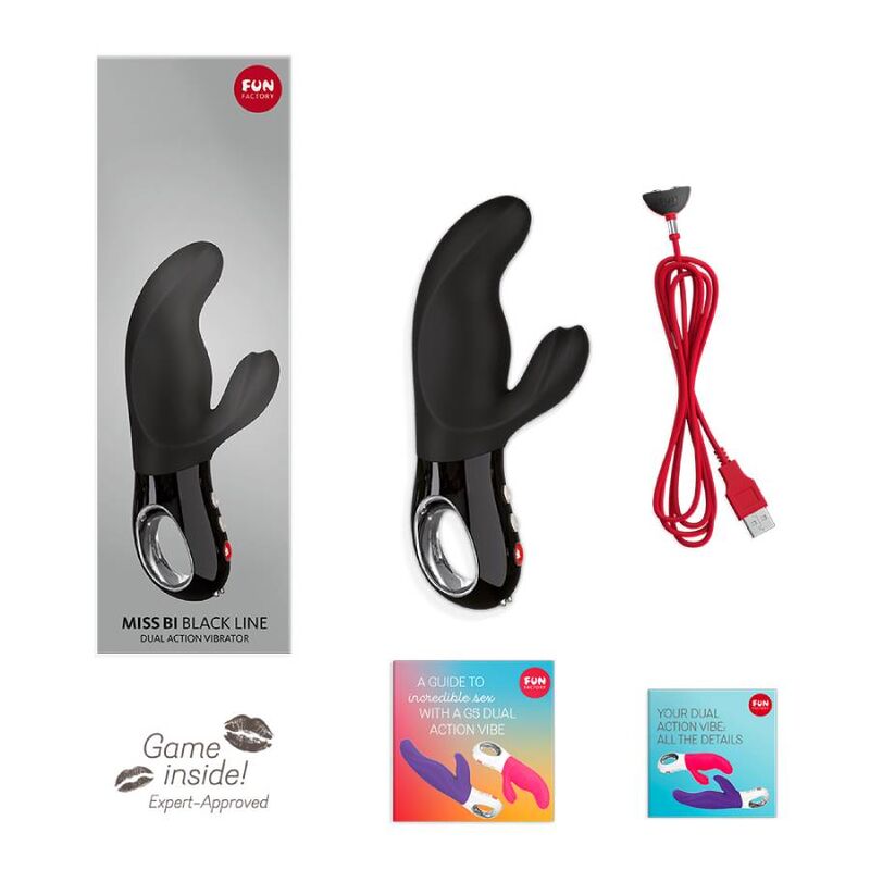 FUN FACTORY - VIBRADOR MISS BI RABBIT LINHA PRETA - Sexshoptuga 