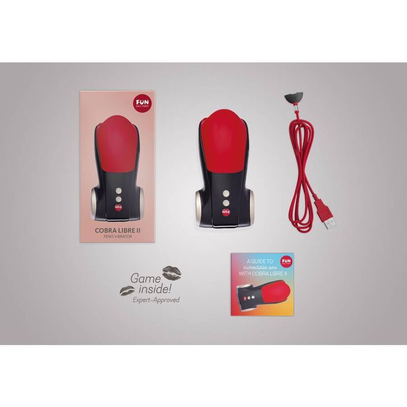 FUN FACTORY - COBRA LIBRE II CABEA DE ESTIMULADOR DE PÊNIS PRETO VERMELHO - Sexshoptuga  Sexshoptuga 