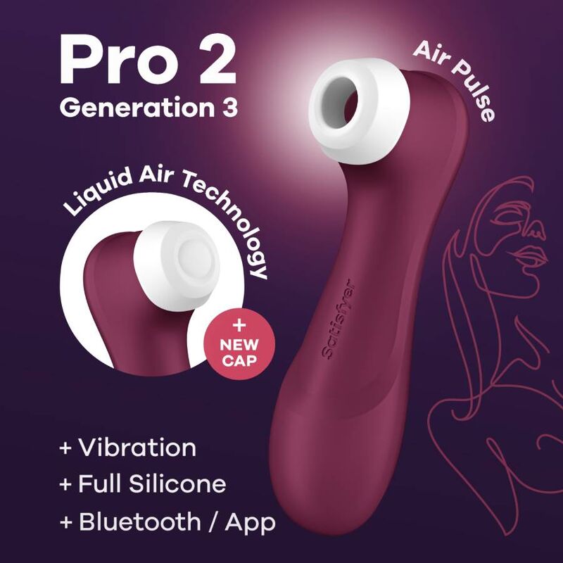 SATISFYER - PRO 2 GENERACIÓN 3 VINHO TINTO BLUETOOTH E APP - Sexshoptuga  Sexshoptuga 