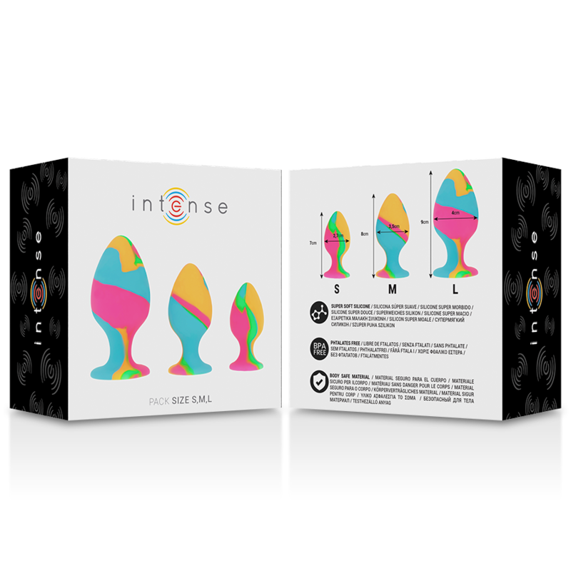 INTENSE - CONJUNTO DE PLUGUES DE SILICONE MULTICOLOR - Sexshoptuga 