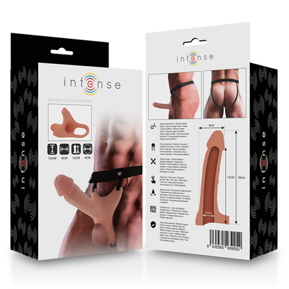 INTENSE - ARNÊS OCO COM DILDO DE SILICONE 16 X 3,5 CM - Sexshoptuga 