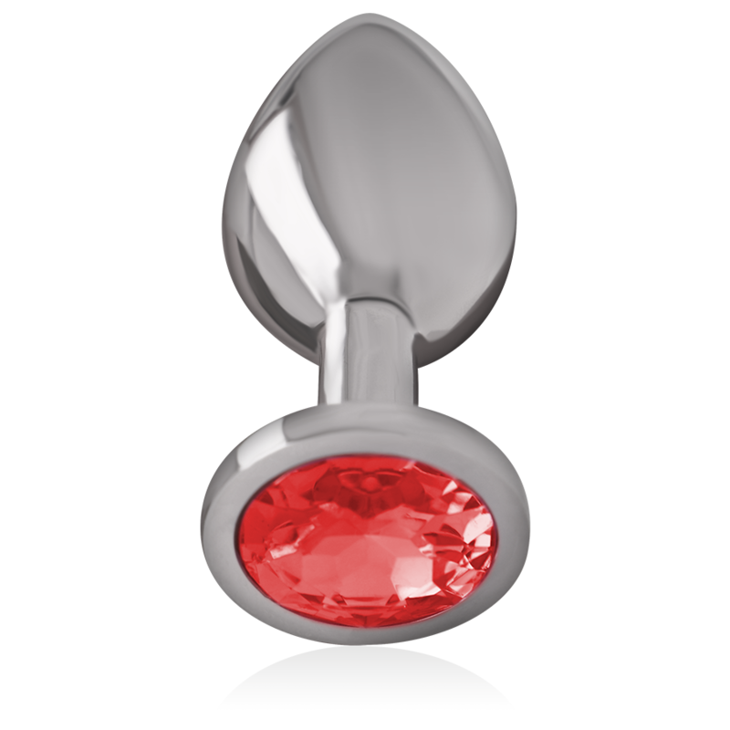 INTENSE - PLUG ANAL DE METAL COM CRISTAL VERMELHO TAMANHO M - Sexshoptuga  Sexshoptuga 