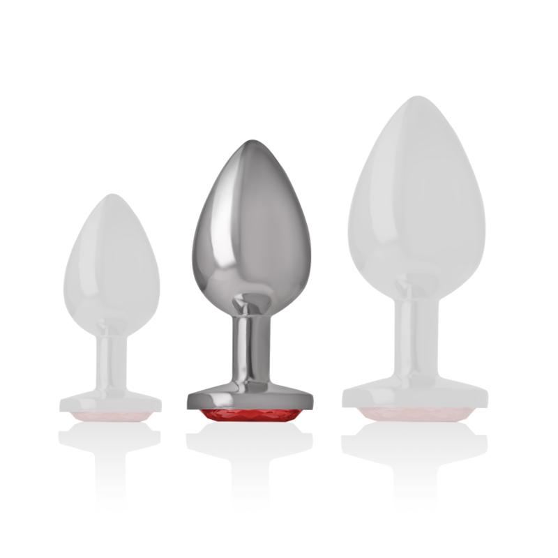 INTENSE - PLUG ANAL DE METAL COM CRISTAL VERMELHO TAMANHO M - Sexshoptuga  Sexshoptuga 