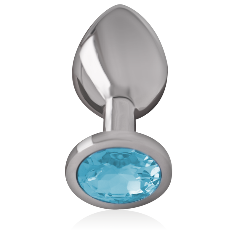 INTENSE - PLUG ANAL DE METAL DE ALUMÍNIO COM CRISTAL AZUL TAMANHO S - Sexshoptuga  Sexshoptuga 