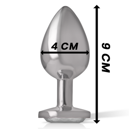 INTENSE - PLUG ANAL DE METAL DE ALUMÍNIO COM CRISTAL PRATA TAMANHO L - Sexshoptuga 