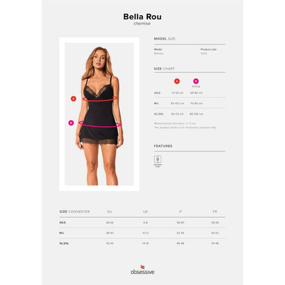 OBSESSIVE - BELLA ROU CHEMISE & TANGA XS/S - Sexshoptuga 