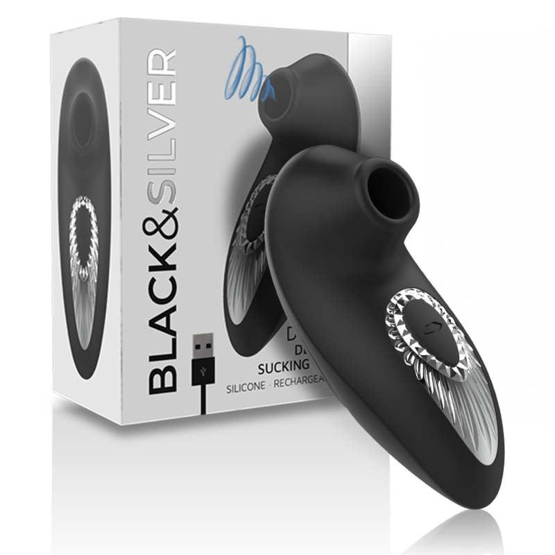 BLACK&SILVER - DRAKE DELUXE SUCKING VIBE SILICONE RECARREGÁVEL PRETO - Sexshoptuga  Sexshoptuga 