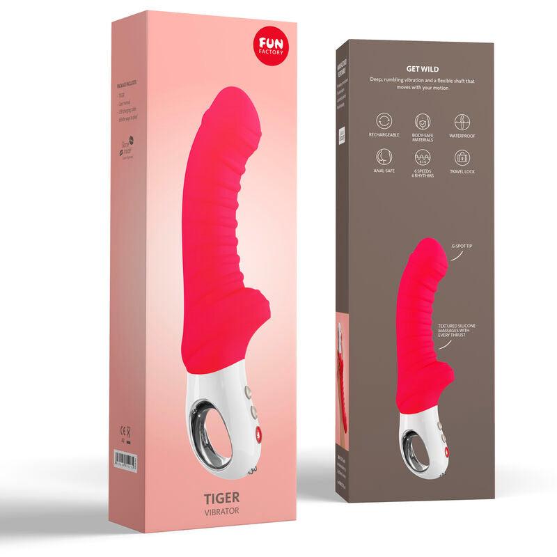 FUN FACTORY - VIBRADOR TIGER G5 ÍNDIA VERMELHO - Sexshoptuga 