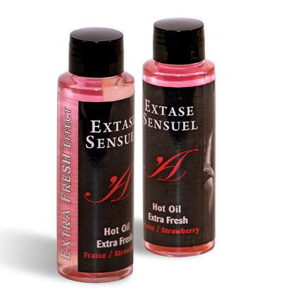 EXTASE SENSUAL - ÓLEO DE MASSAGEM COM EFEITO MORANGO EXTRA FRESCO 100 ML - Sexshoptuga 