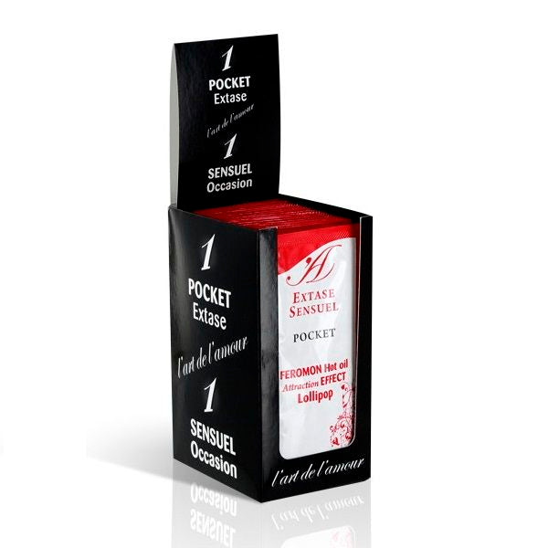 EXTASE SENSUAL - ÓLEO DE MASSAGEM COM FEROMONAS DE EFEITO CALOR PIRULITO 10 ML - Sexshoptuga 