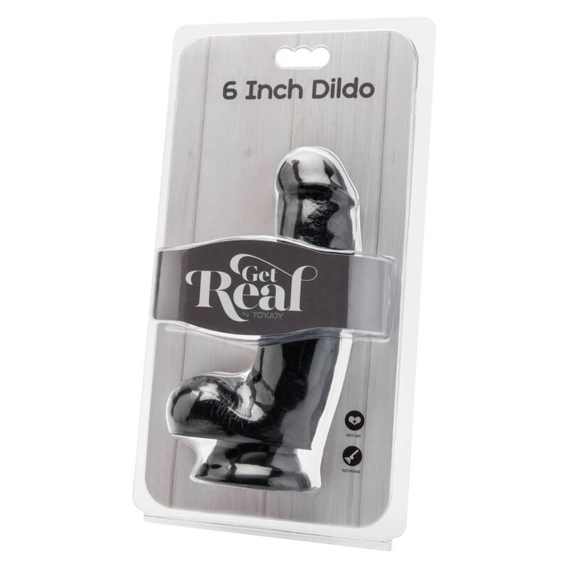 GET REAL - DILDO 12 CM COM BOLAS PRETO - Sexshoptuga 