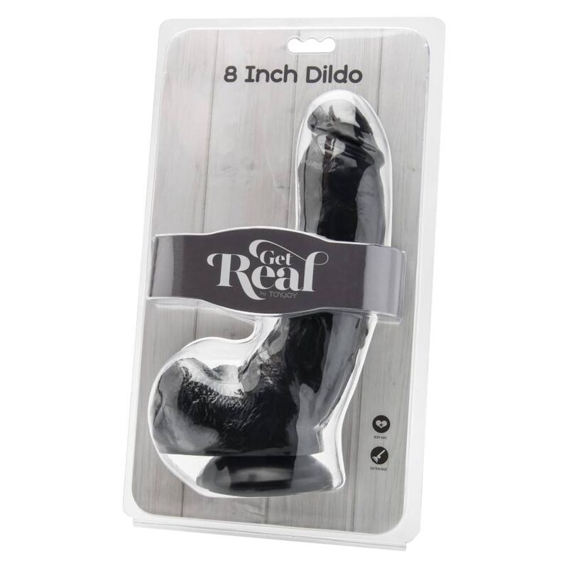 GET REAL - DILDO 20,5 CM COM BOLAS PRETAS - Sexshoptuga 