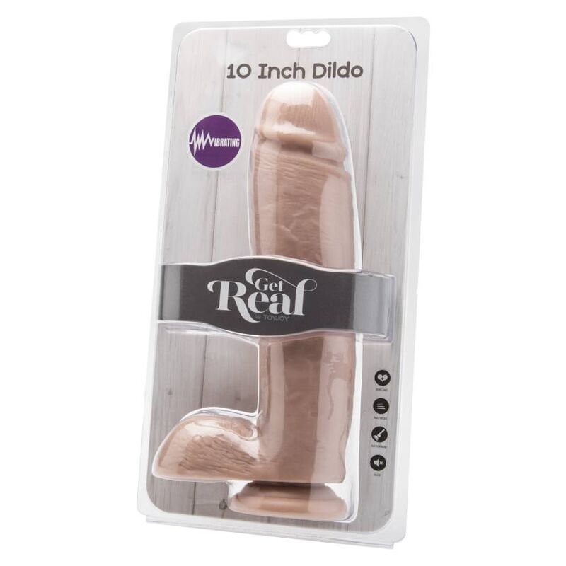 GET REAL - DILDO 25,5 CM COM BOLAS VIBRADOR PELE - Sexshoptuga 