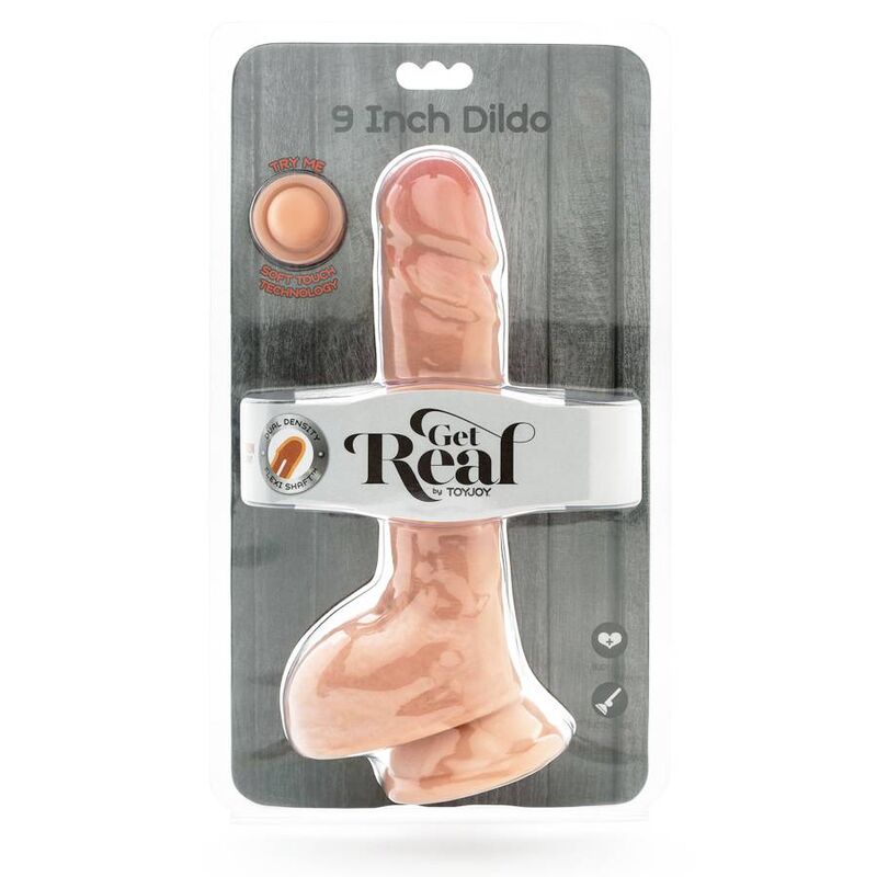 GET REAL - DILDO DUAL DENSITY 25,5 CM BOLAS PELE - Sexshoptuga  Sexshoptuga 