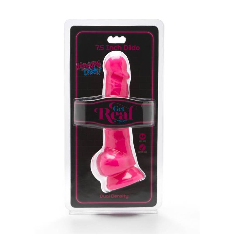 GET REAL - PAU FELIZ 19 CM COM BOLAS ROSA - Sexshoptuga  Sexshoptuga 