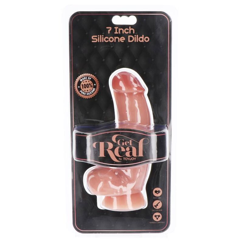 GET REAL - DILDO DE SILICONE 18 CM W BOLAS PELE - Sexshoptuga 