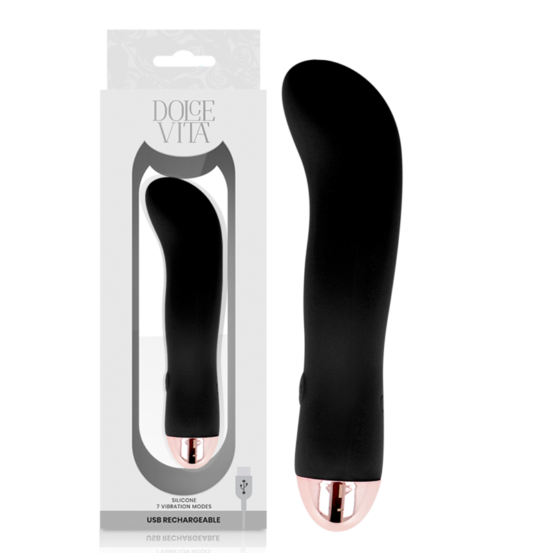 DOLCE VITA - VIBRADOR RECARREGÁVEL DOIS PRETO 7 VELOCIDADE - Sexshoptuga  Sexshoptuga 