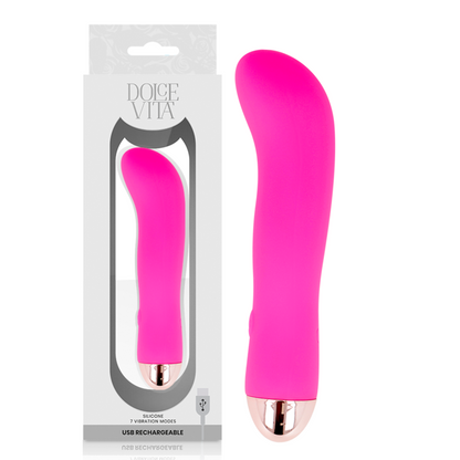 DOLCE VITA - VIBRADOR RECARREGÁVEL DUAS VELOCIDADES PINK 7 - Sexshoptuga 