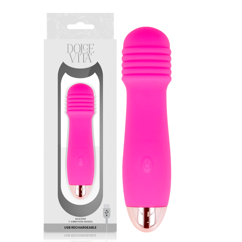 DOLCE VITA - VIBRADOR RECARREGÁVEL DE TRÊS VELOCIDADES PINK 7 - Sexshoptuga  Sexshoptuga 