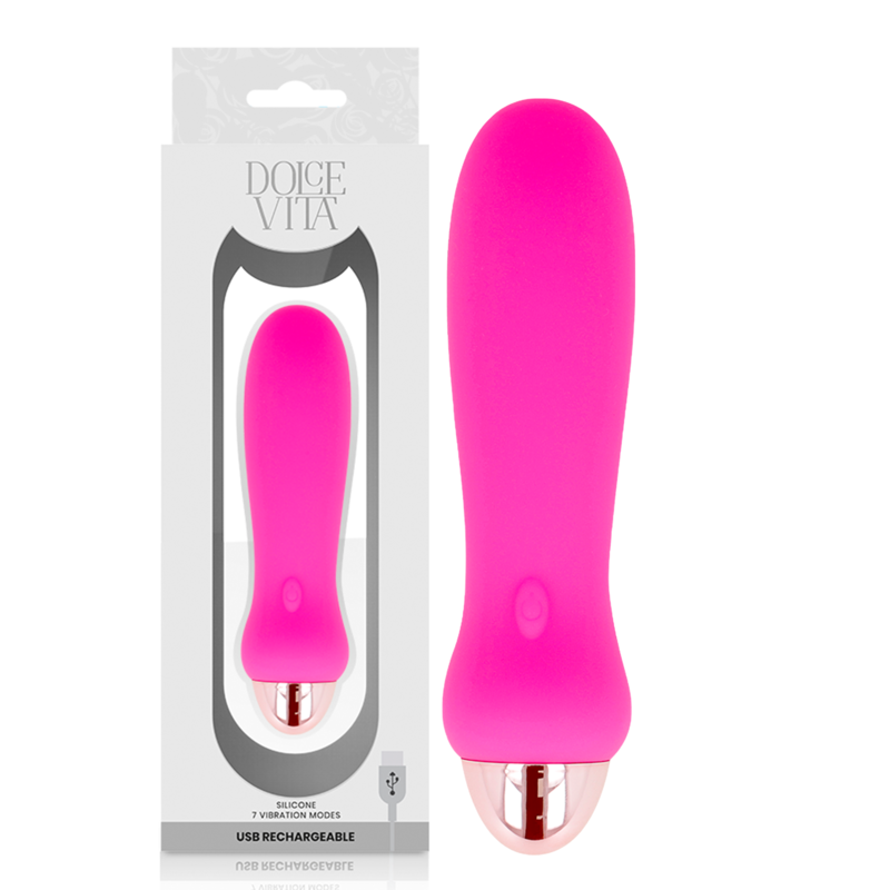 DOLCE VITA - VIBRADOR RECARREGÁVEL CINCO PINK 7 VELOCIDADES - Sexshoptuga  Sexshoptuga 