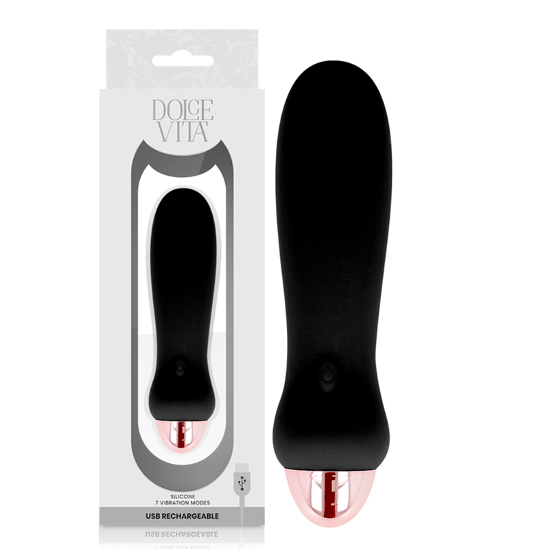 DOLCE VITA - VIBRADOR RECARREGÁVEL CINCO PRETO 7 VELOCIDADES - Sexshoptuga  Sexshoptuga 