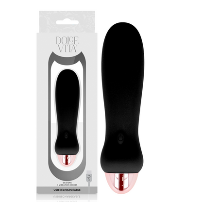 DOLCE VITA - VIBRADOR RECARREGÁVEL CINCO PRETO 7 VELOCIDADES - Sexshoptuga 